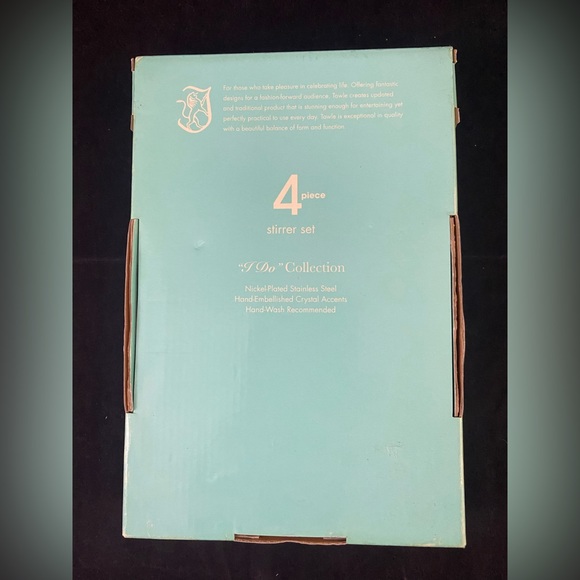 Towle Four Piece Stirrer Set I Do Collection Crystal Accents NIB Bar Ware - Picture 2 of 5